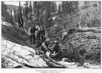 Goldabbau in Alaska, Illustration aus Lectures pour tous, ca. 1898-99